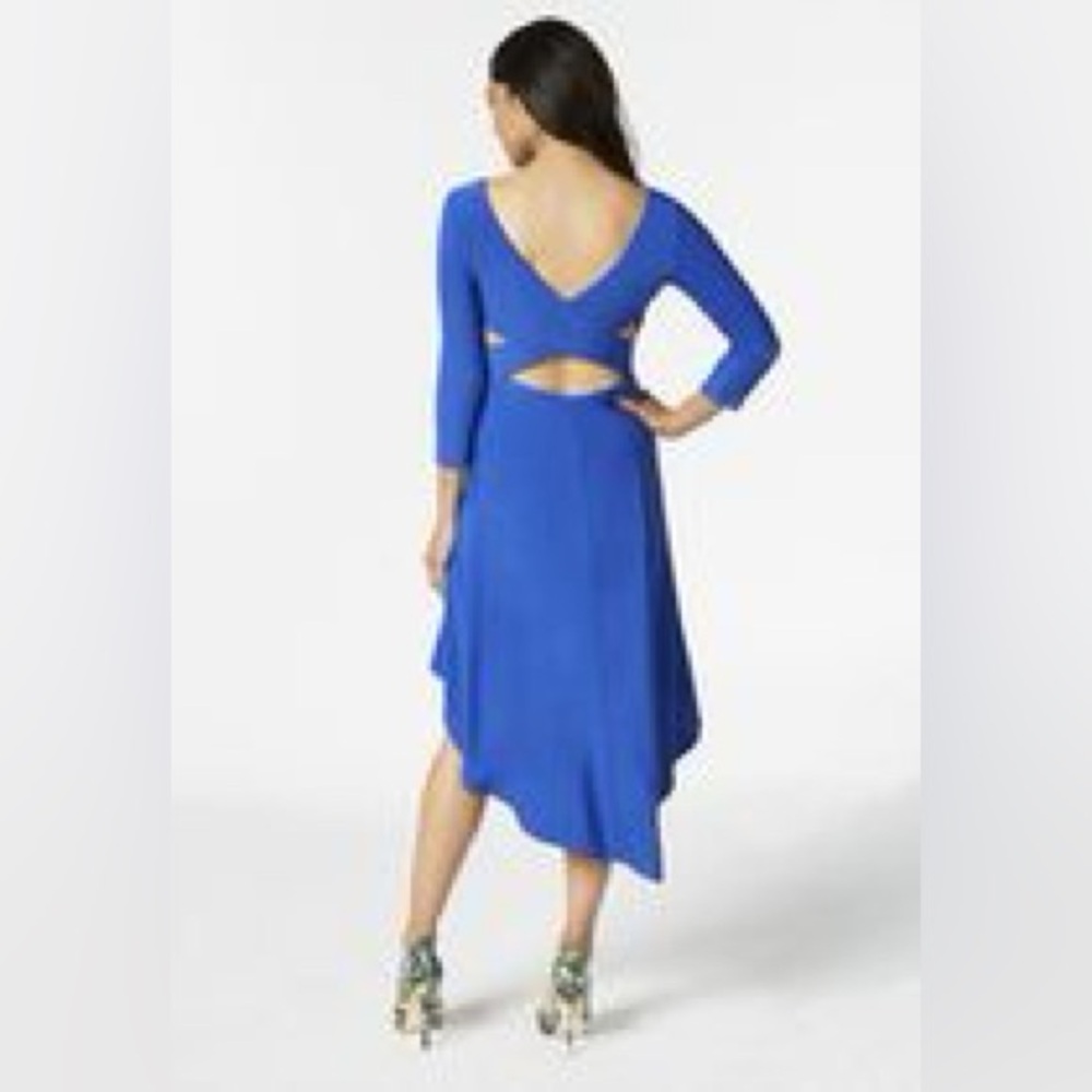 Elegant Cross Back Dress in Jewel Blue